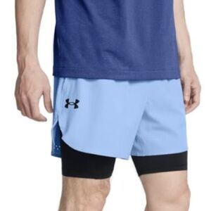 Under Armour Athletic Shorts Blue and Black Layered Design